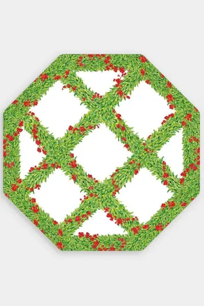 Caspari Boxwood Trellis Die-cut Placemat In Green