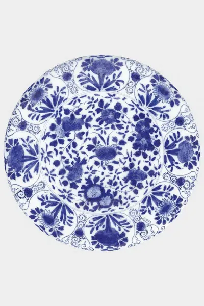 Caspari Delft Round Paper Placemats In Blue