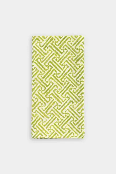 Caspari Fretwork Cloth Dinner Napkins In Green - Each