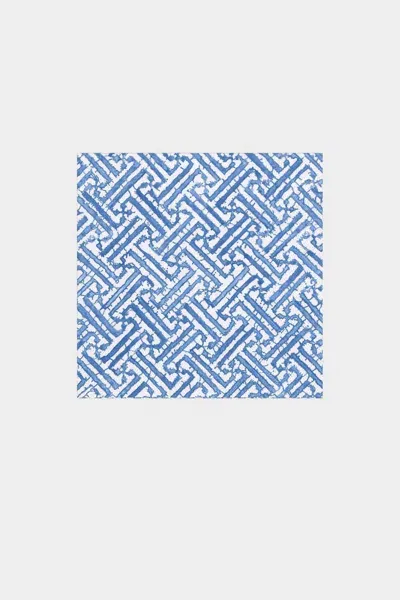 Caspari Fretwork Paper Cocktail Napkins In Blue