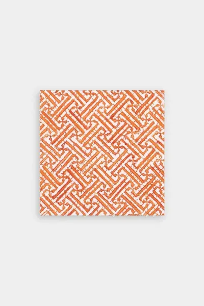 Caspari Fretwork Paper Cocktail Napkins In Orange