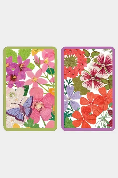 Caspari Halsted Floral Playing Cards - 2 Decks Included In Black