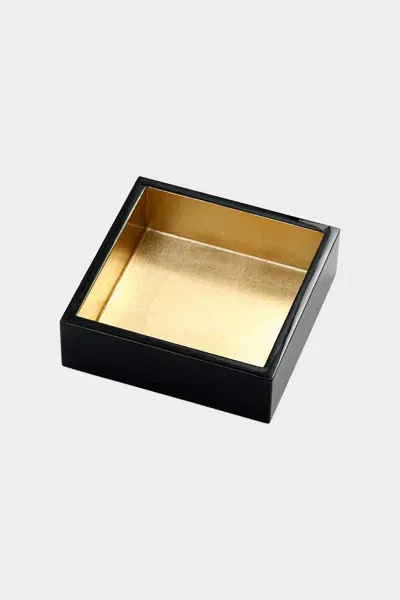 Caspari Lacquer Cocktail Napkin Holder In Black And Gold