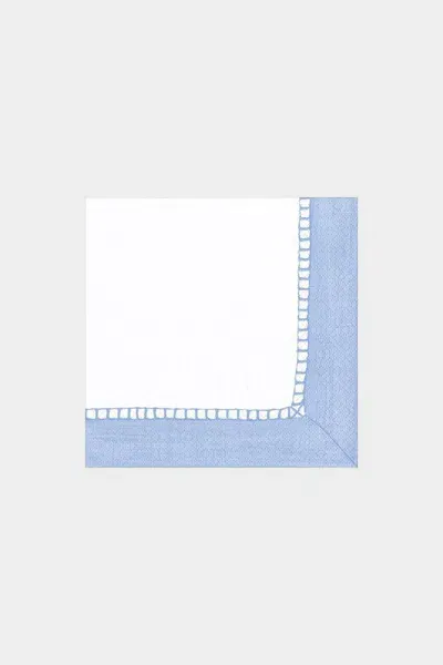 Caspari Linen Border Paper Cocktail Napkins In Light Blue