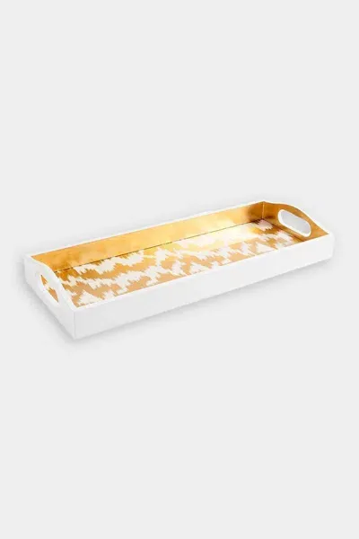 Caspari Modern Moiré Lacquer Bar Tray In Gold In White