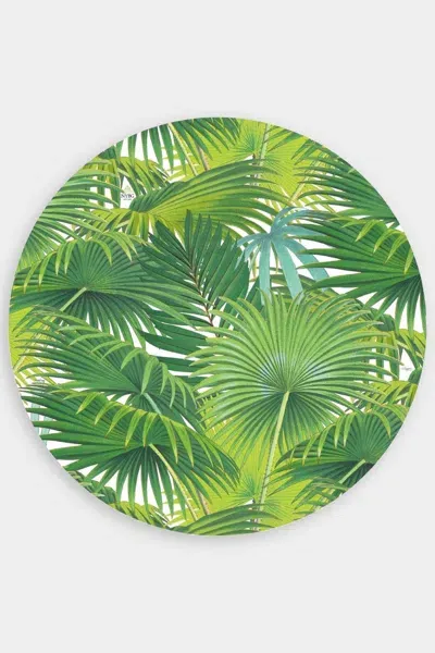 Caspari Palm Fronds Round Paper Placemats In Green