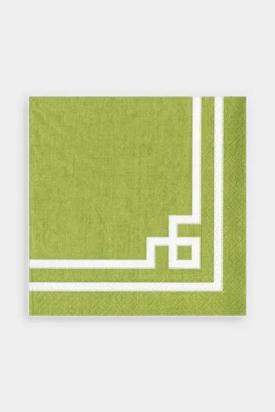 Caspari Rive Gauche Paper Luncheon Napkins In Moss Green