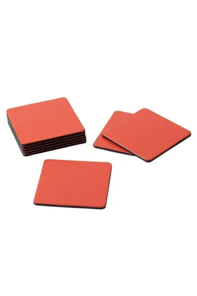 Caspari Square Lizard Coasters In Orange In Red