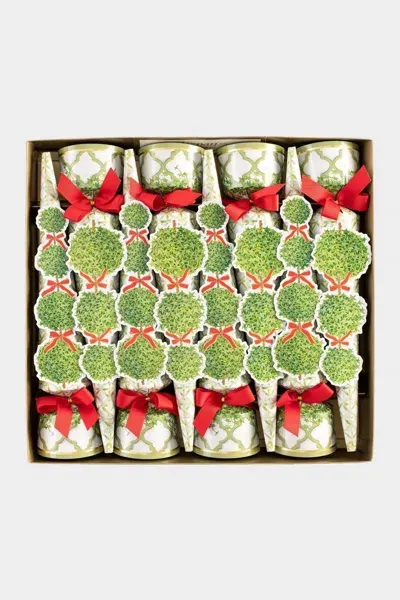 Caspari Topiaries Cone-shaped Celebration Christmas Crackers In Green