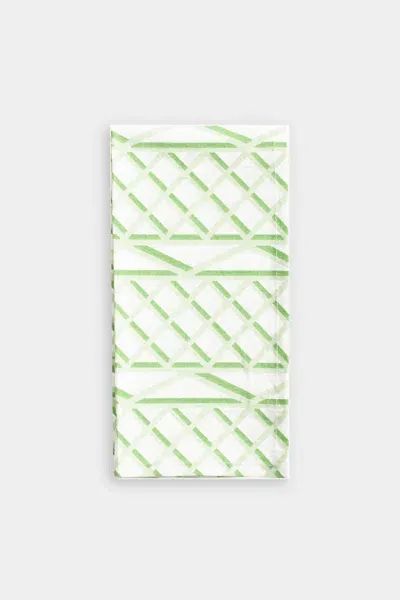 Caspari Trellis Cotton Dinner Napkins In Green & White - Each