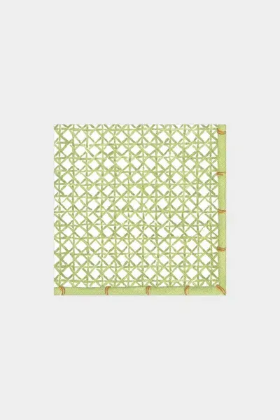 Caspari Trellis Paper Cocktail Napkins In Green