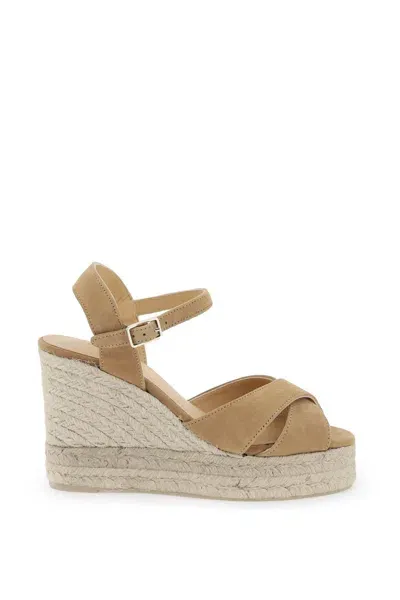 Castaã±er Blaudell Canvas Wedge Espadrille Sandals In Brown