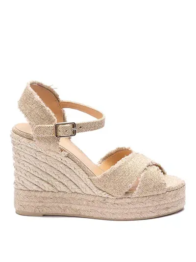 Castaã±er Bromelia Wedge Espadrilles In Gold