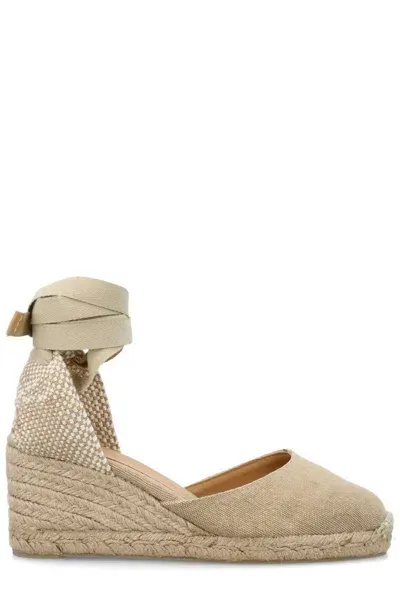 Castaã±er Castañer Carina Ankle Strap Wedge Espadrilles In Beige