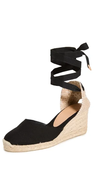 Castaã±er Carina Mid Wedge Canvas Espadrille Black