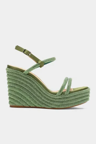 Castaã±er Jocana Platform Sandal In Verde In White