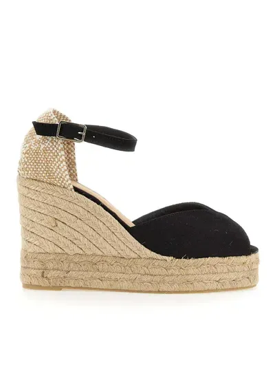 Castaã±er White Wedge Sandal In Black