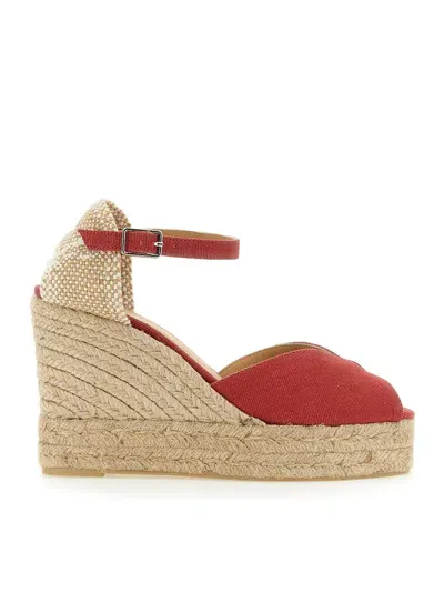 Castaã±er White Sandal In Red