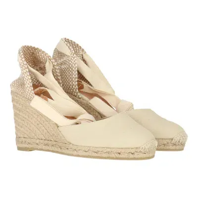 Castaã±er Carina Wedge Canvas Espadrille In Beige