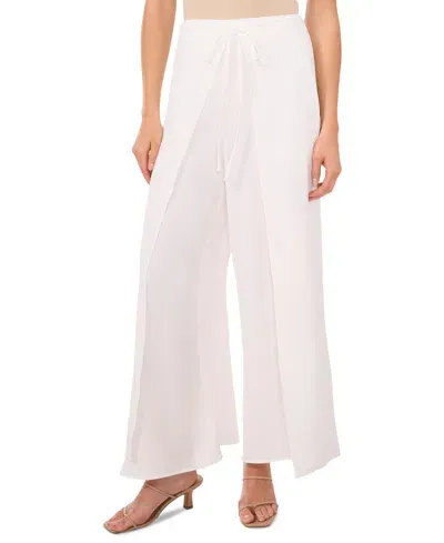 Cece Women's Overlap Tie Front Wide Leg Soft Pants In New Ivory