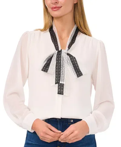 Cece Lace Collar Blouse In New Ivory