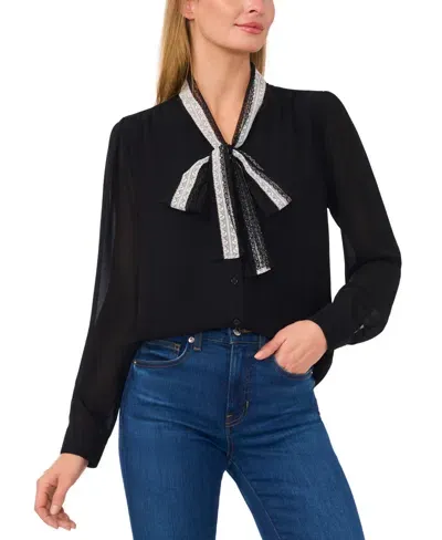 Cece Lace Collar Blouse In Rich Black