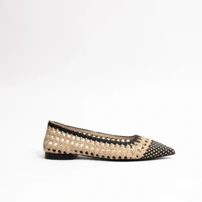 Cecelia New York Brie  Woven Point Toe Ballet Flat In Beige Multi