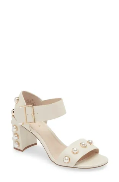 Cecelia New York Gail Stud Sandal In Beige With Pearl