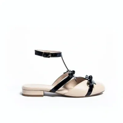 Cecelia New York Smithe Ankle Strap Mule In Beigeblack