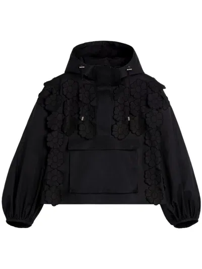 Cecilie Bahnsen Floral-embroidery Jacket In Black