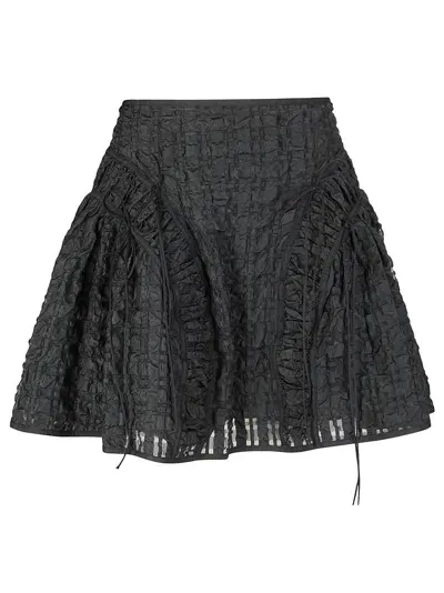 Cecilie Bahnsen Oda Skirt Check Seersucker Black