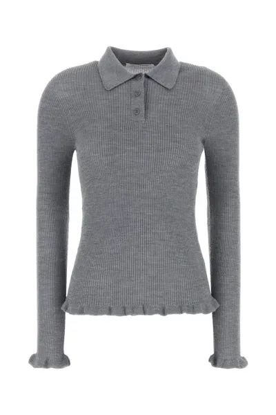 Cecilie Bahnsen Oda Top Lightweight Knit Grey Melange-m Nd  Female