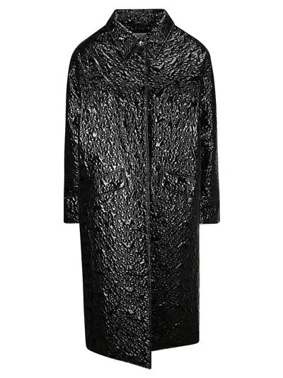 Cecilie Bahnsen Vinona Coat Laccata Floral Quilt Black