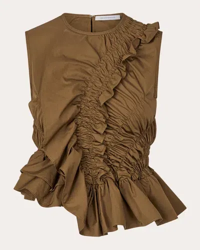 Cecilie Bahnsen Geo Ruffled Top In Brown