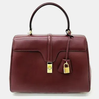 Pre-owned Celine 16 Sasse Medium Bag In Burgundy