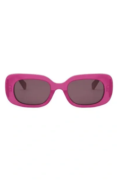 Celine Bold 3 Dots 51mm Rectangular Sunglasses In Shiny Pink Brown