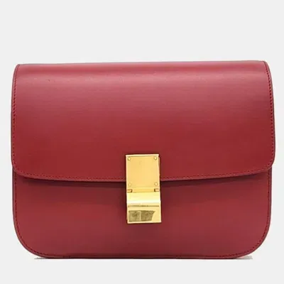 Pre-owned Celine Classic Box Medium Bag In Red