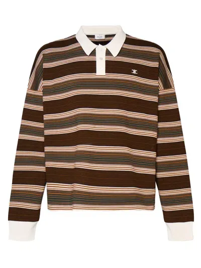 Celine Logo-embroidered Striped Polo Shirt