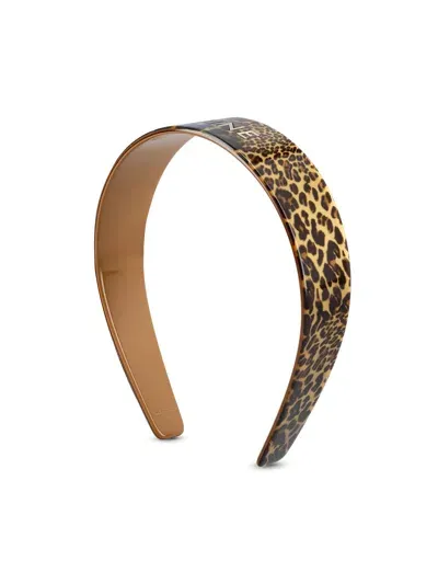 Celine Logo Signature Headband In Leopard Gold