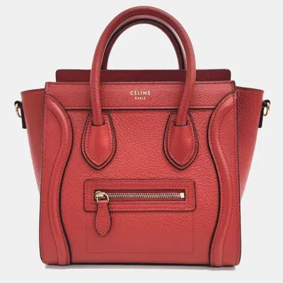 Pre-owned Celine Nano Luggage Bag In Red