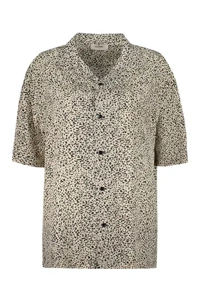 Celine Printed Silk Shirt In Ivory