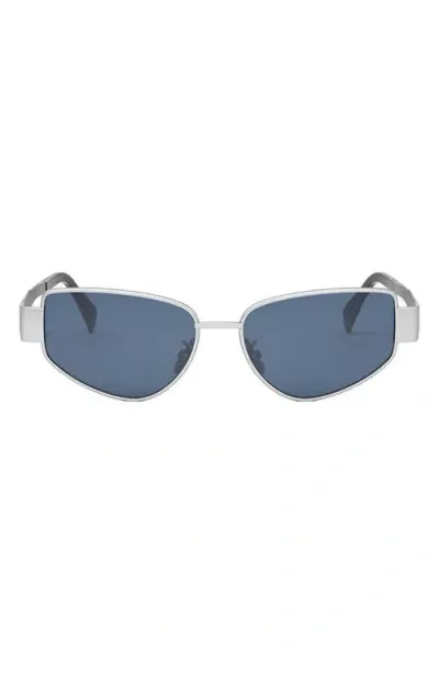 Celine Triomphe 55mm Cat Eye Sunglasses In Palladium/blue