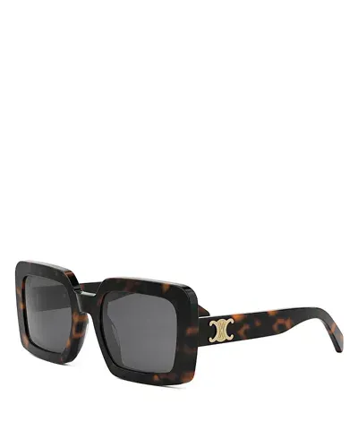 Celine Triomphe Square Sunglasses, 56mm In Havana/smoke