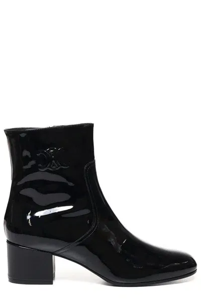 Celine Triomphe Zip-up Boots In Black