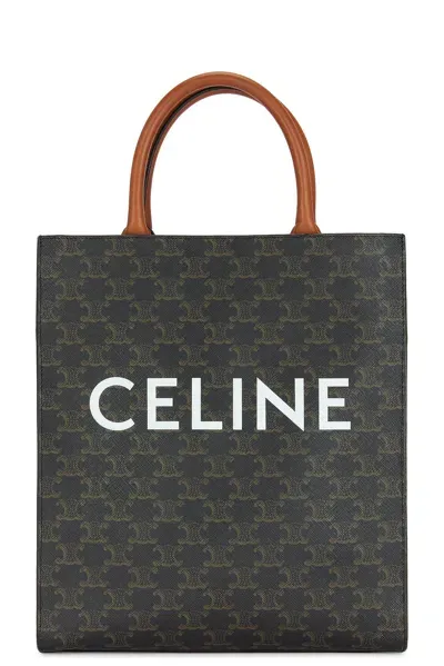 Celine Vertical Cabas Triomphe Tote Bag In Brown