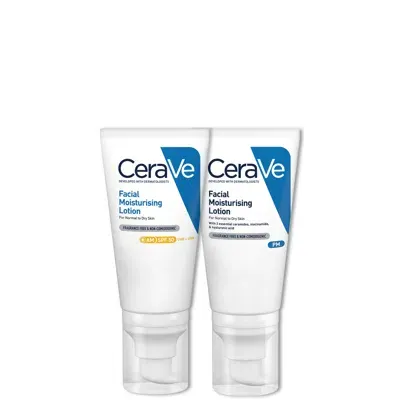 Cerave Day & Night Facial Moisturising Duo For Dry Skin With Spf 50 And Niacinamide In White