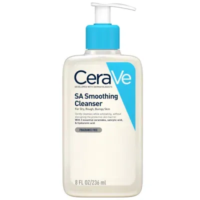 Cerave Sa Smoothing Cleanser With Salicylic Acid For Dry, Rough & Bumpy Skin 236ml In White