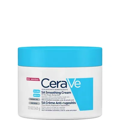 Cerave Sa Smoothing Cream With Salicylic Acid For Dry, Rough & Bumpy Skin 340g In White