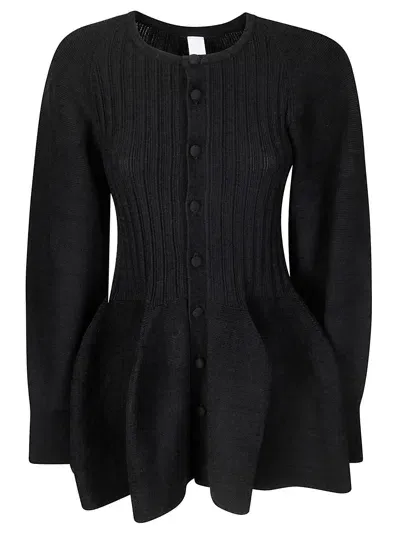 Cfcl Pottery Velvet Puff Sleeve Cardigan In Black