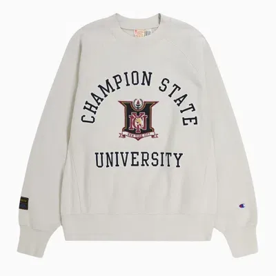 Champion Light Grey Cotton Blend Crew-neck Sweatshirt